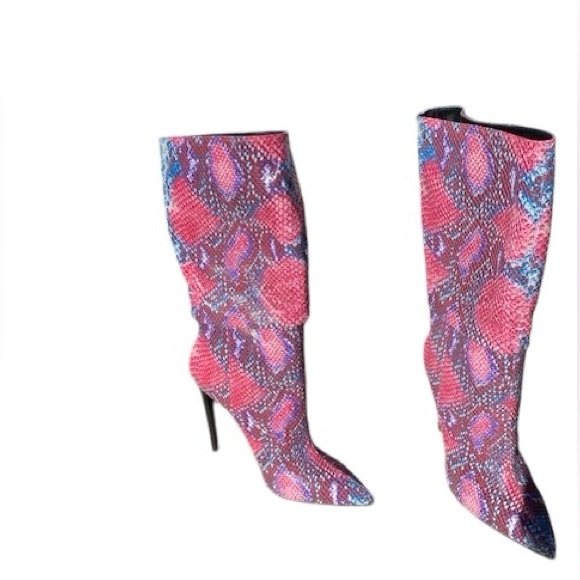 Marcell Von Berlin Pink Python Mid Calf Boots - Picture 2 of 9